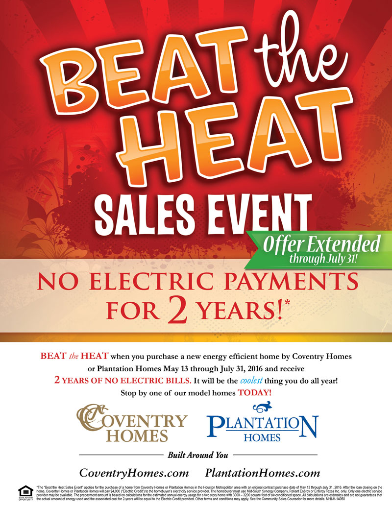 Plantation Homes Beat the Heat Sales Event 2016 Extended